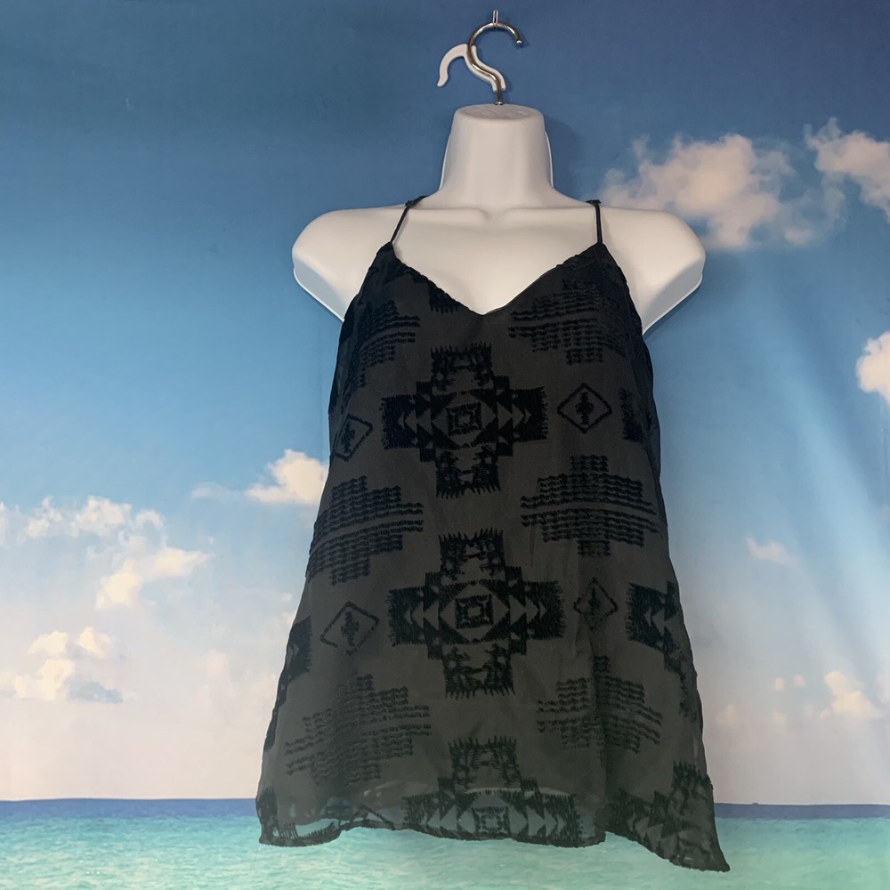 Lavender Brown Size Large Black Sleeveless Flowy Tank Top. Beautiful!